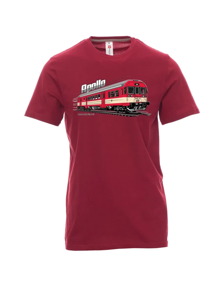Dunkelrotes T-Shirt für Männer Triebwagen 843 „Apollo“