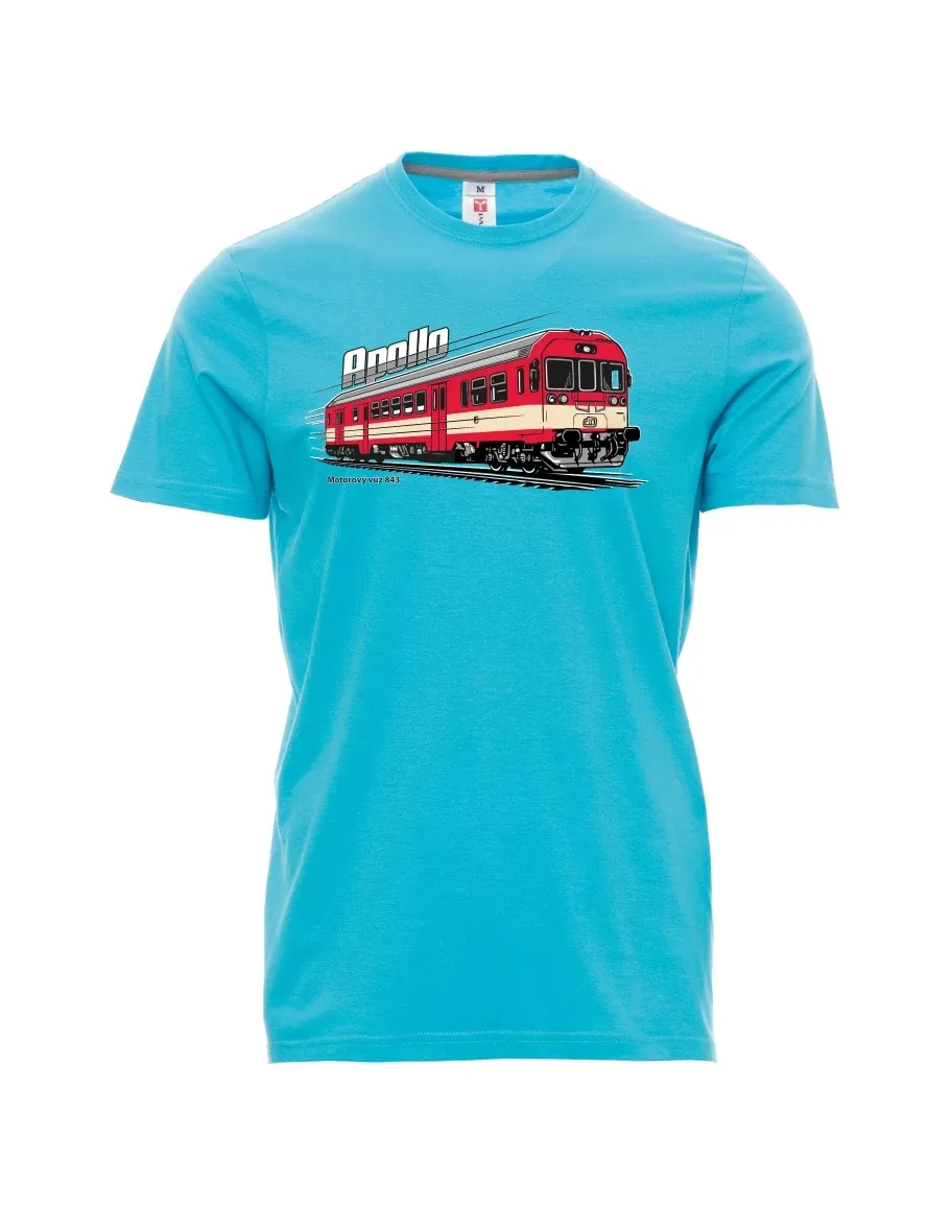 Atoll-blaues T-Shirt für Männer Triebwagen 843 „Apollo“