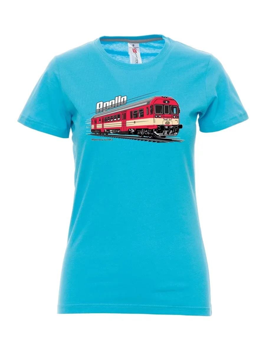 Atoll-blaues T-Shirt für Damen Triebwagen 843 „Apollo“