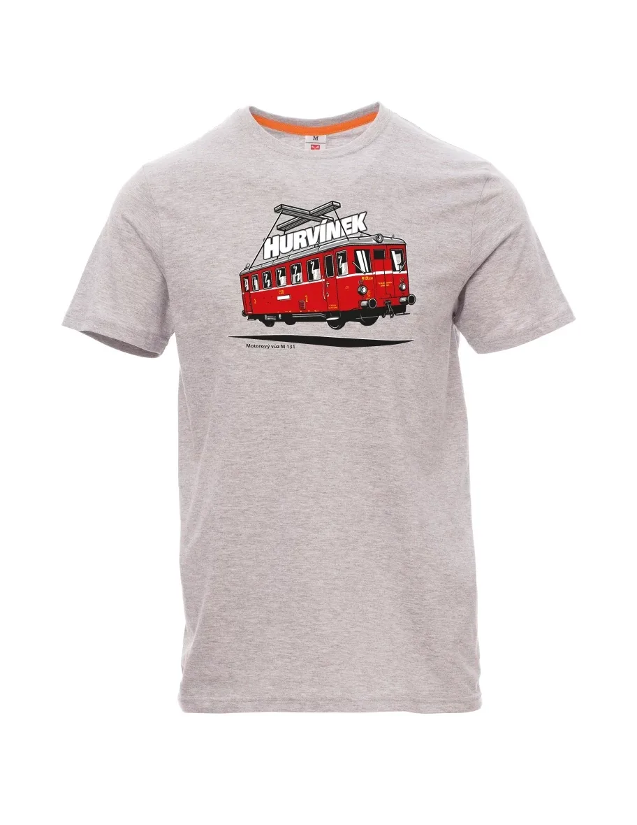 Grau melange T-Shirt für Männer Triebwagen M 131 „Hurvínek“