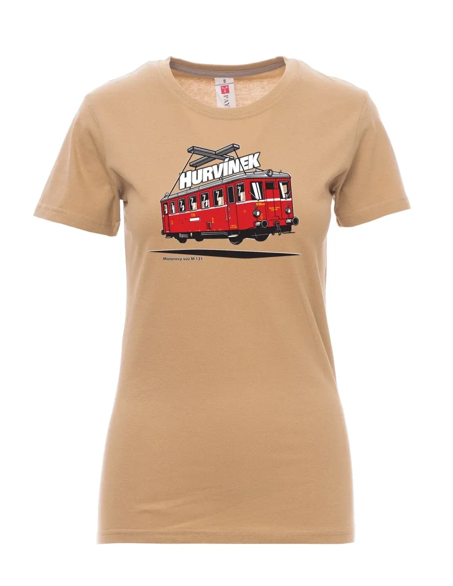 Braunes T-Shirt für Damen Triebwagen M 131 „Hurvínek“