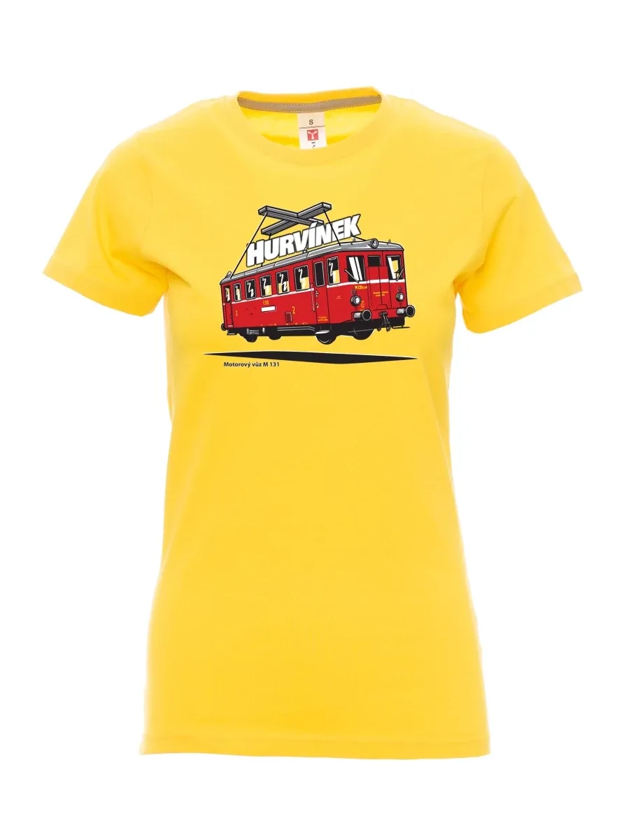 Gelbes T-Shirt für Damen Triebwagen M 131 „Hurvínek“