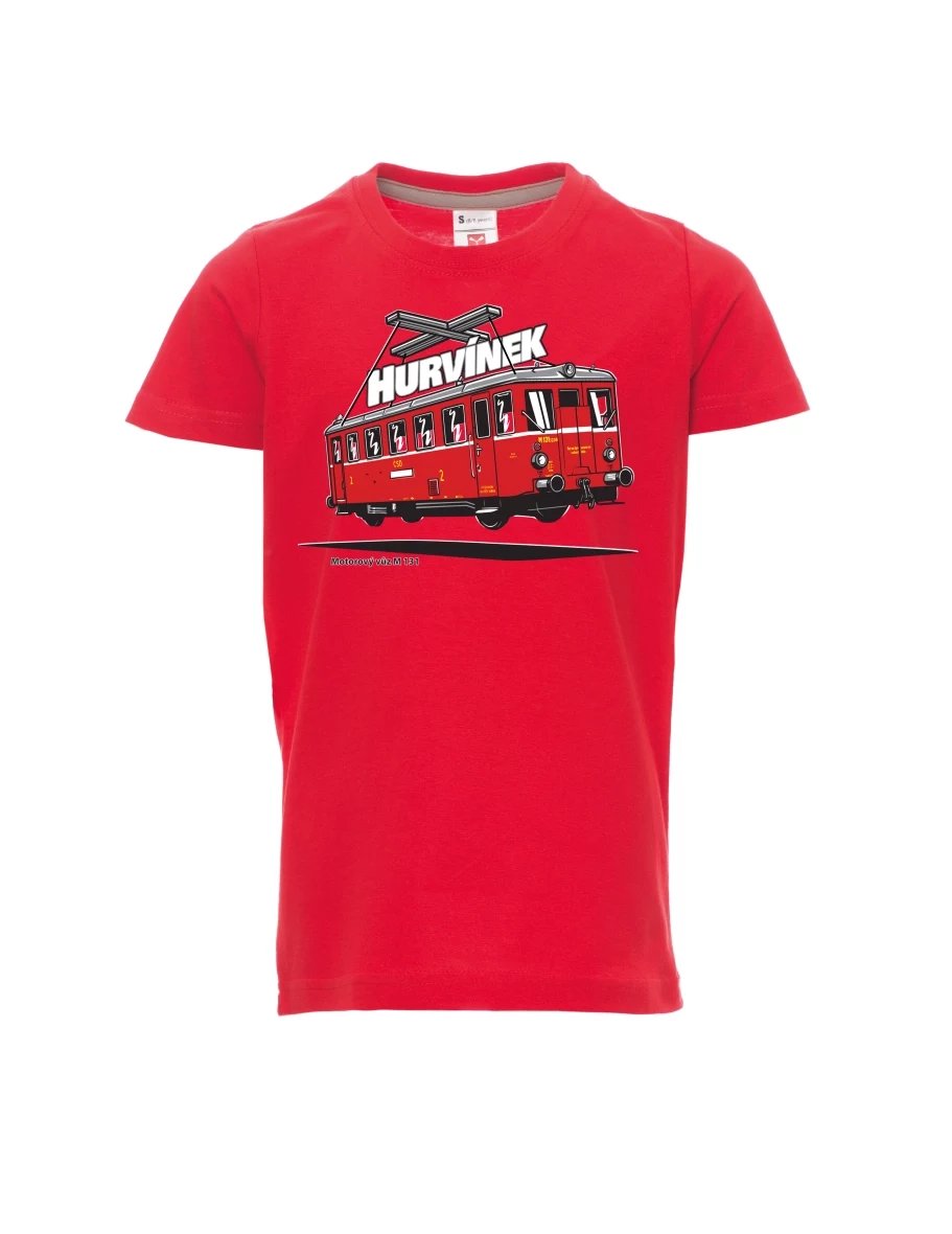 Rotes Kinder T-Shirt Triebwagen M 131 „Hurvínek“
