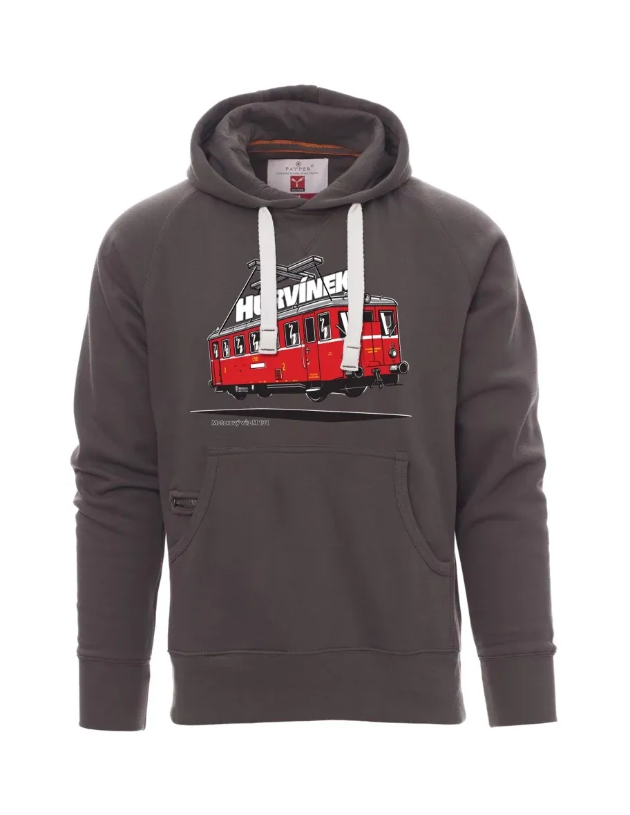 Graues Sweatshirt für Männer Triebwagen M 131 „Hurvínek“