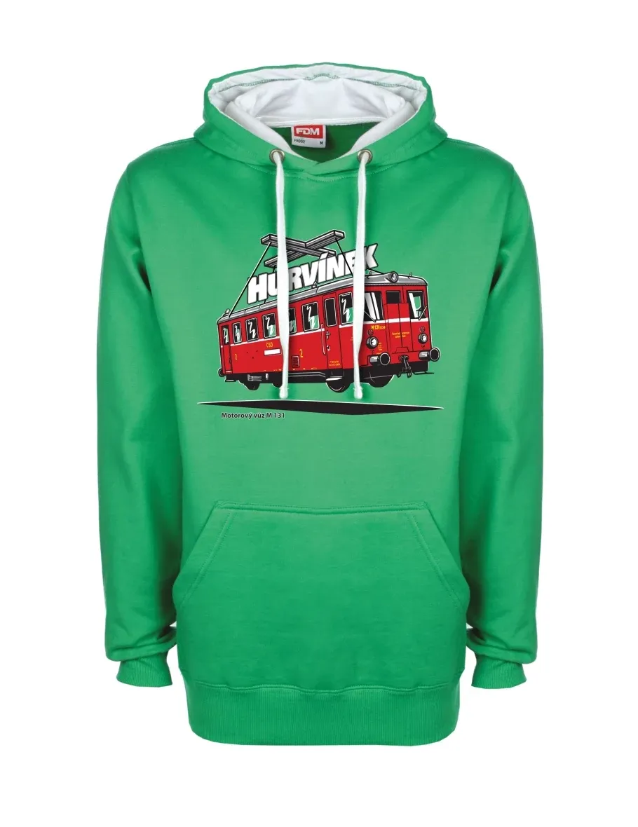 Weiß-grünes Sweatshirt Triebwagen M 131 „Hurvínek“