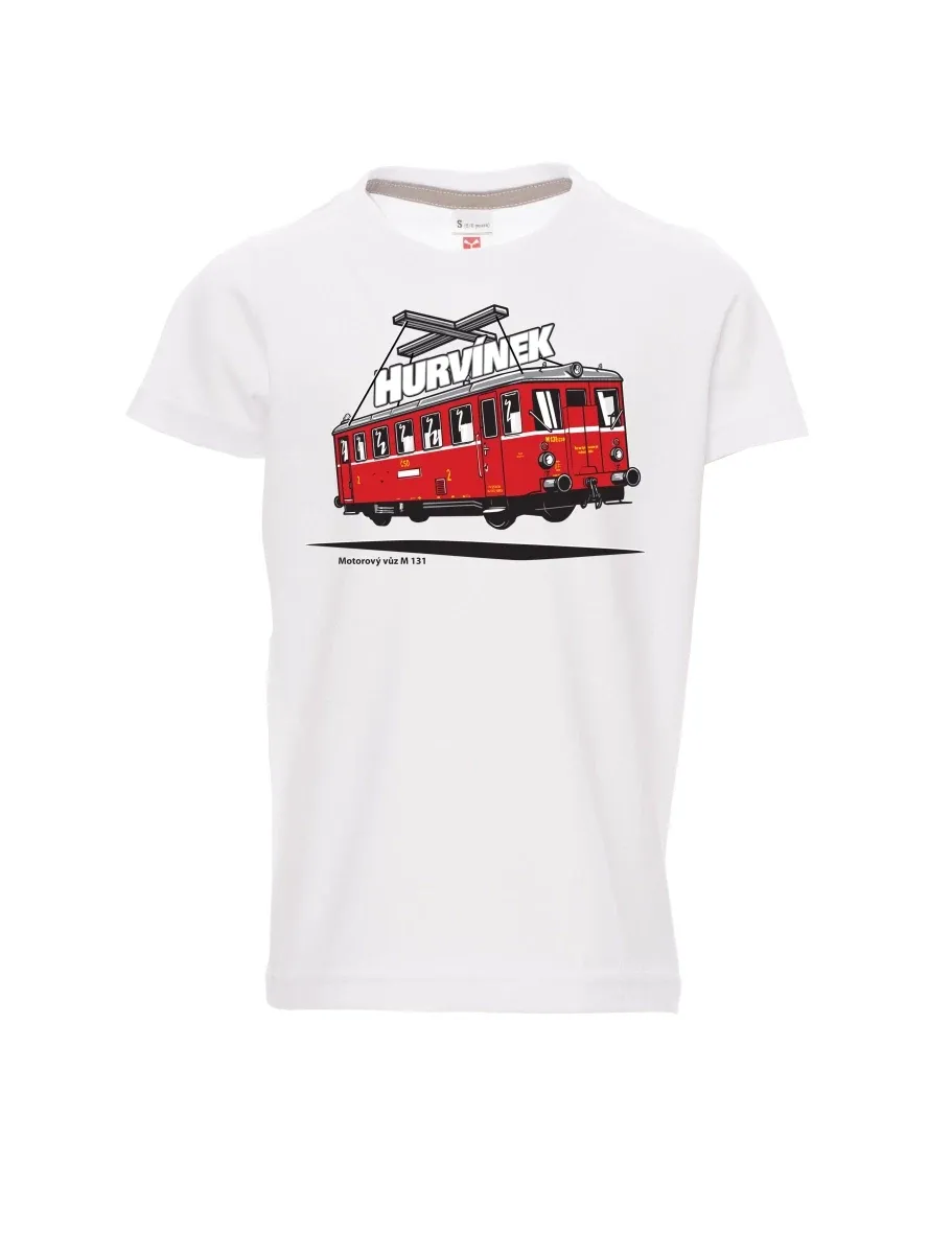 Weißes Kinder T-Shirt Triebwagen M 131 „Hurvínek“