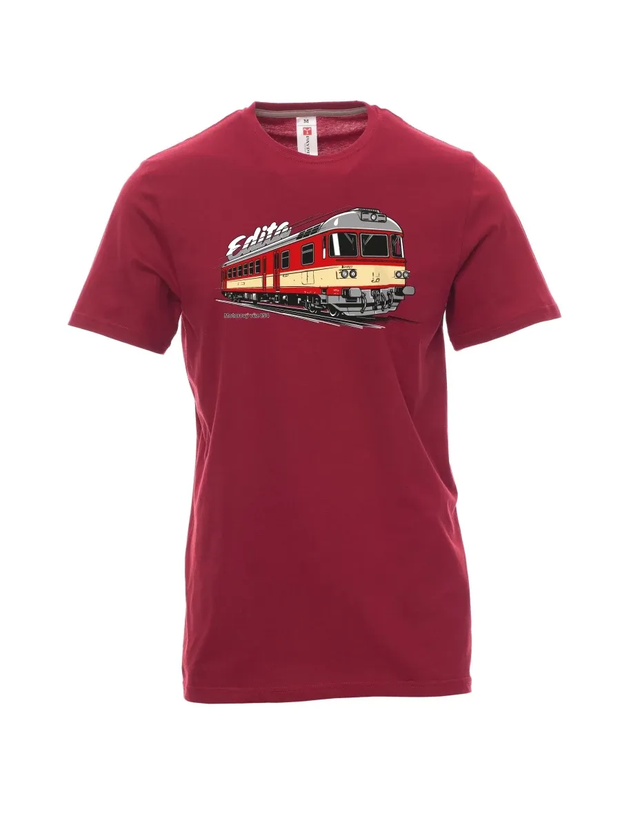 Dunkelrotes T-Shirt für Männer Triebwagen 854