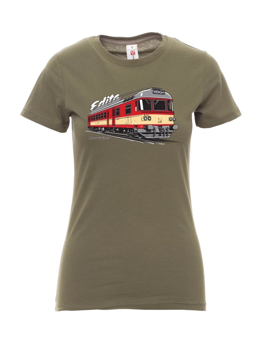 Khaki T-Shirt für Damen Triebwagen 854