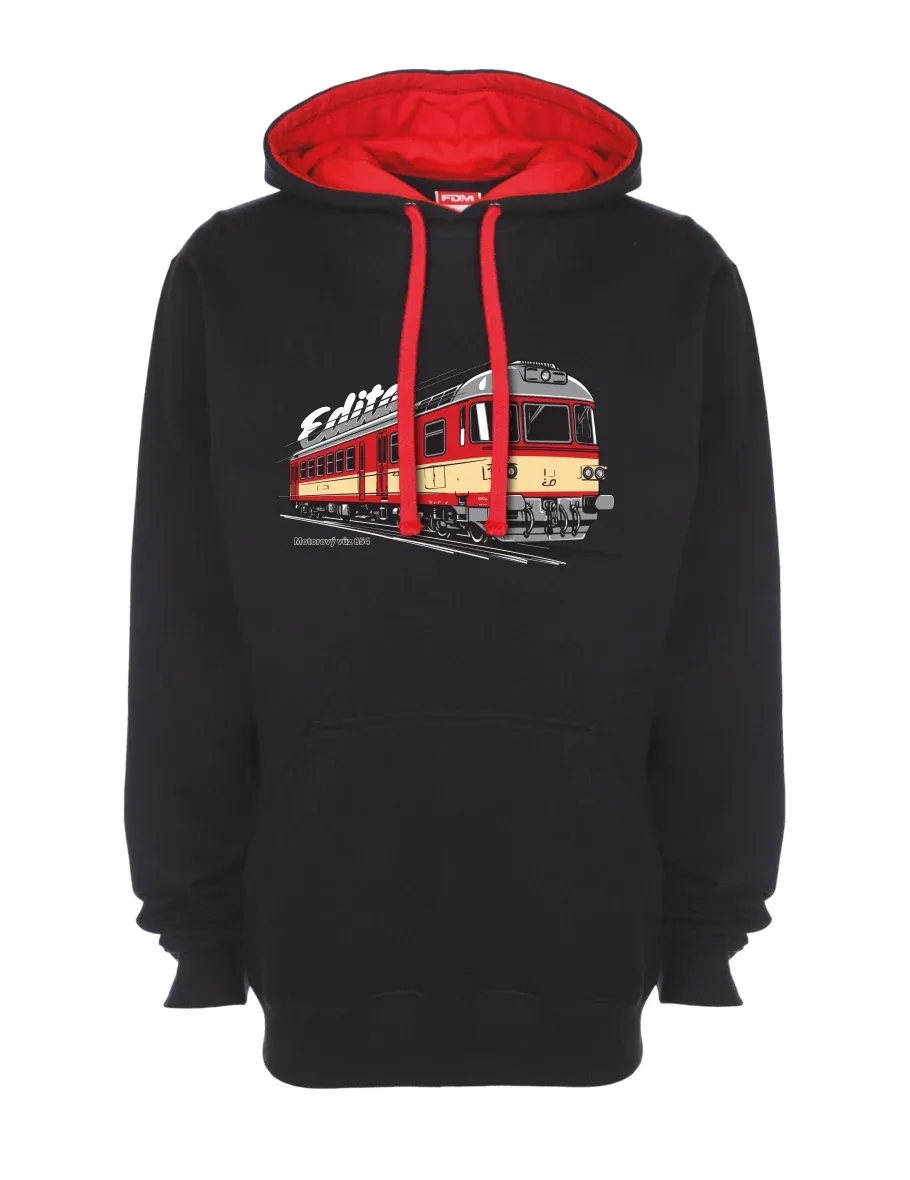 Rot-schwarzes Sweatshirt Triebwagen 854