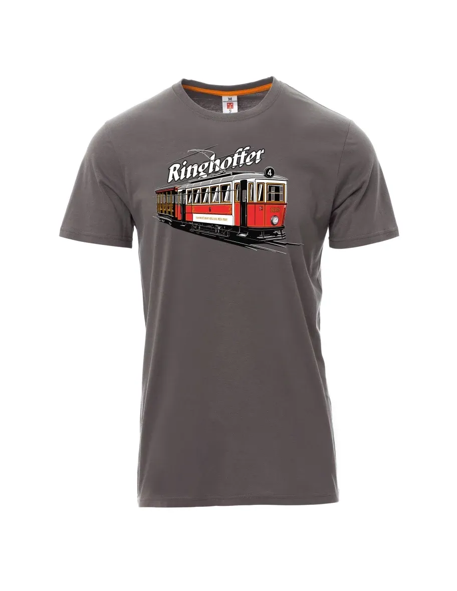 Graues T-Shirt für Männer Straßenbahn Ringhoffer