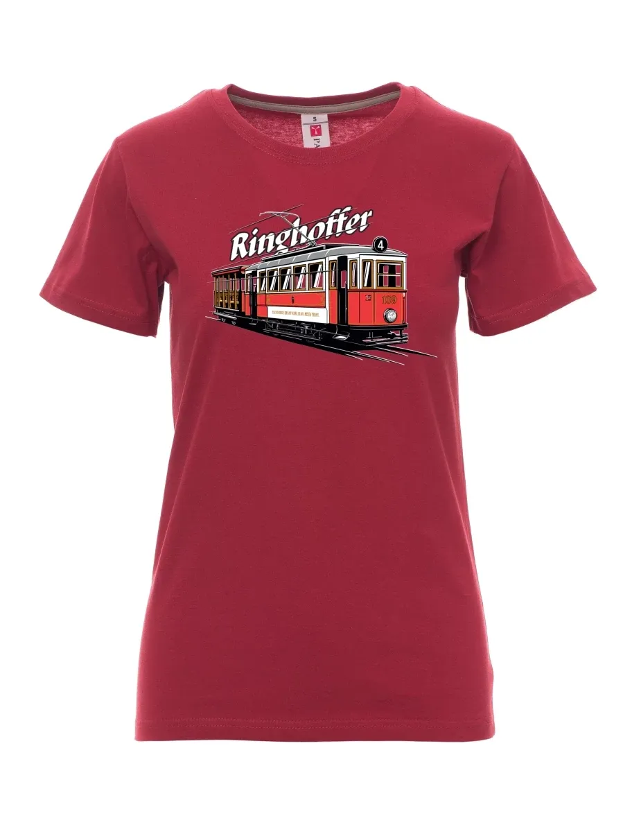 Bordeaux T-Shirt für Damen Straßenbahn Ringhoffer