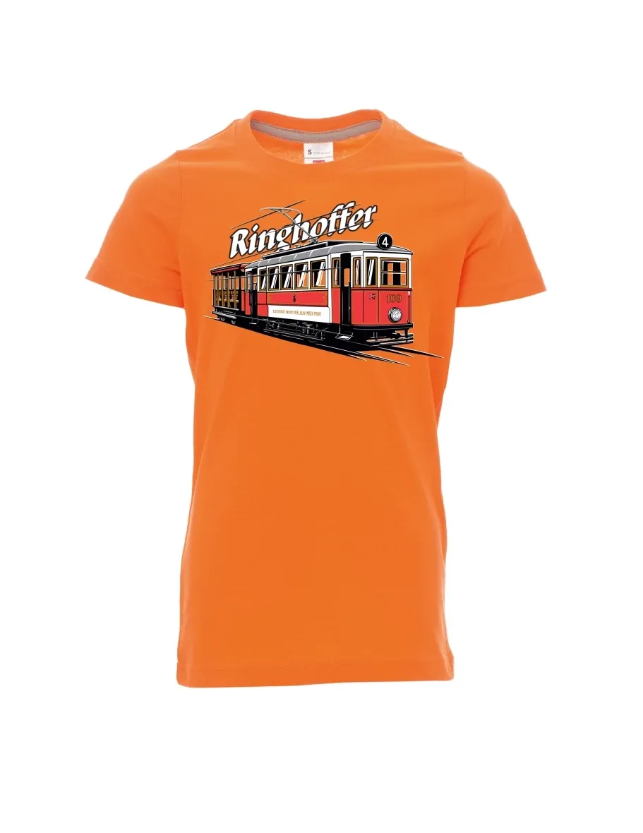 Orange Kinder T-Shirt Straßenbahn Ringhoffer