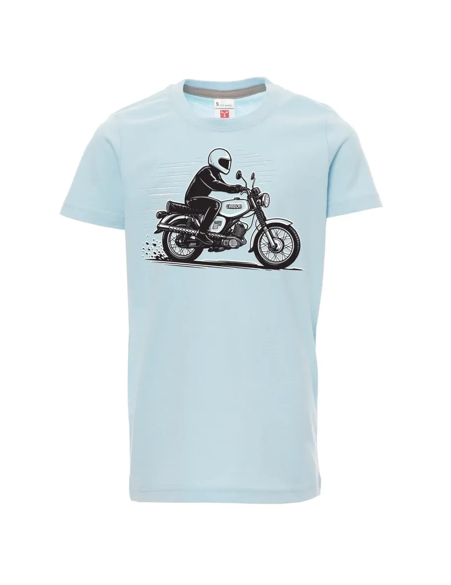 Blassblaues Kinder T-Shirt Motorrad Enduro S51
