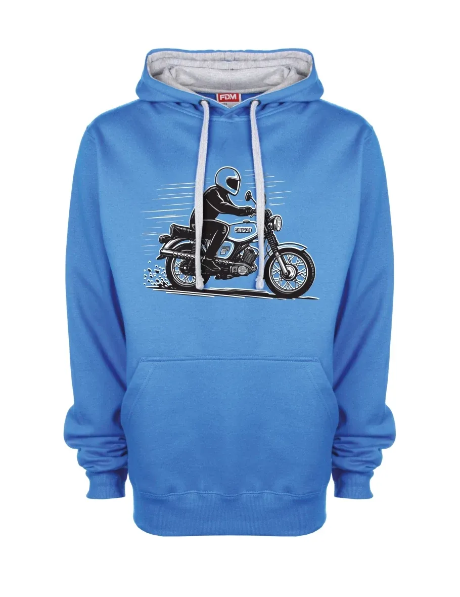 Grau-blaues Sweatshirt Motorrad Enduro S51