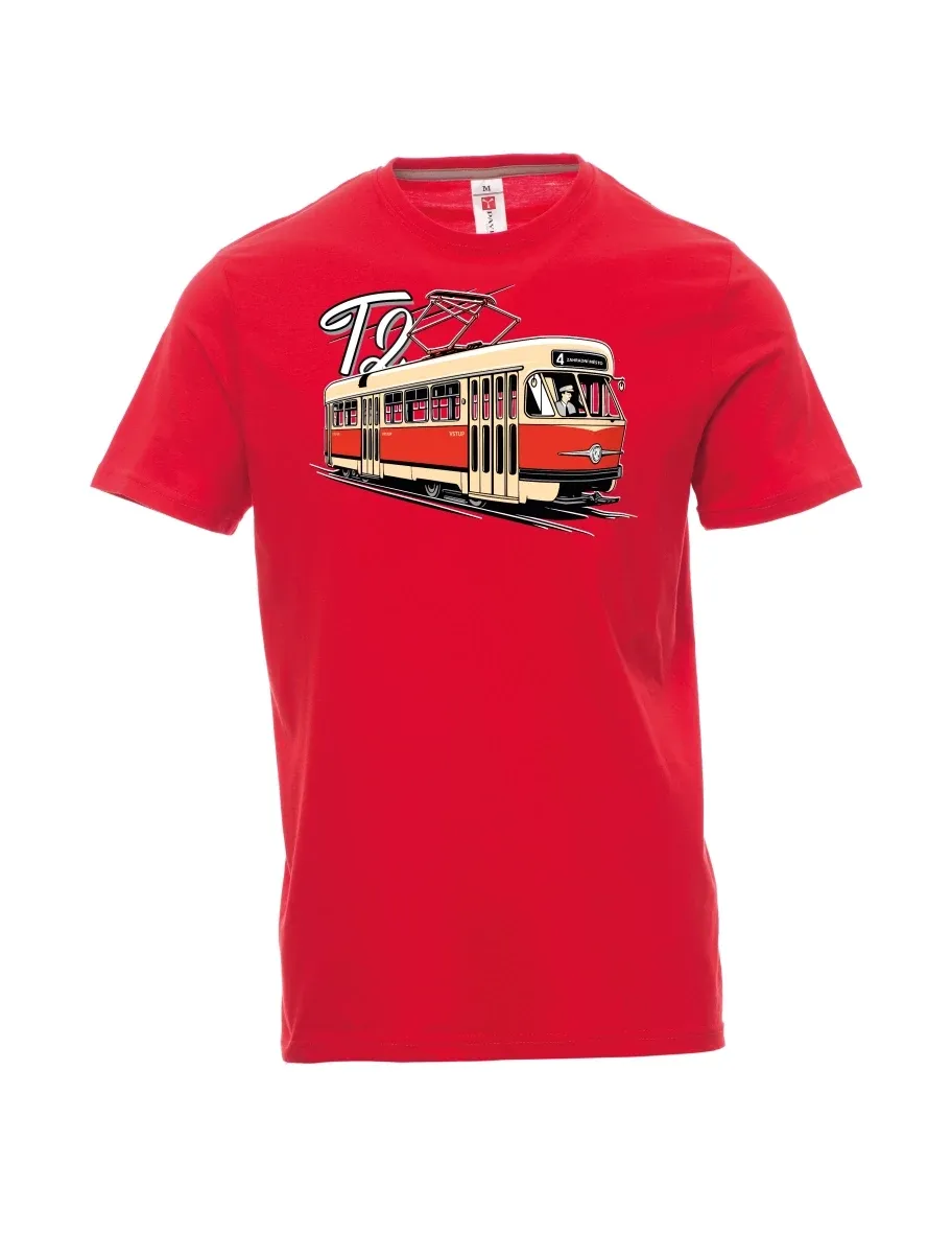 Rotes T-Shirt für Männer Straßenbahn T2