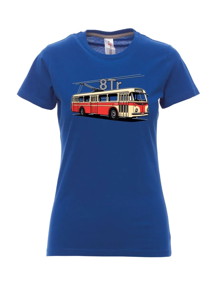 Königsblaues T-Shirt für Damen Oberleitungsbus 8Tr