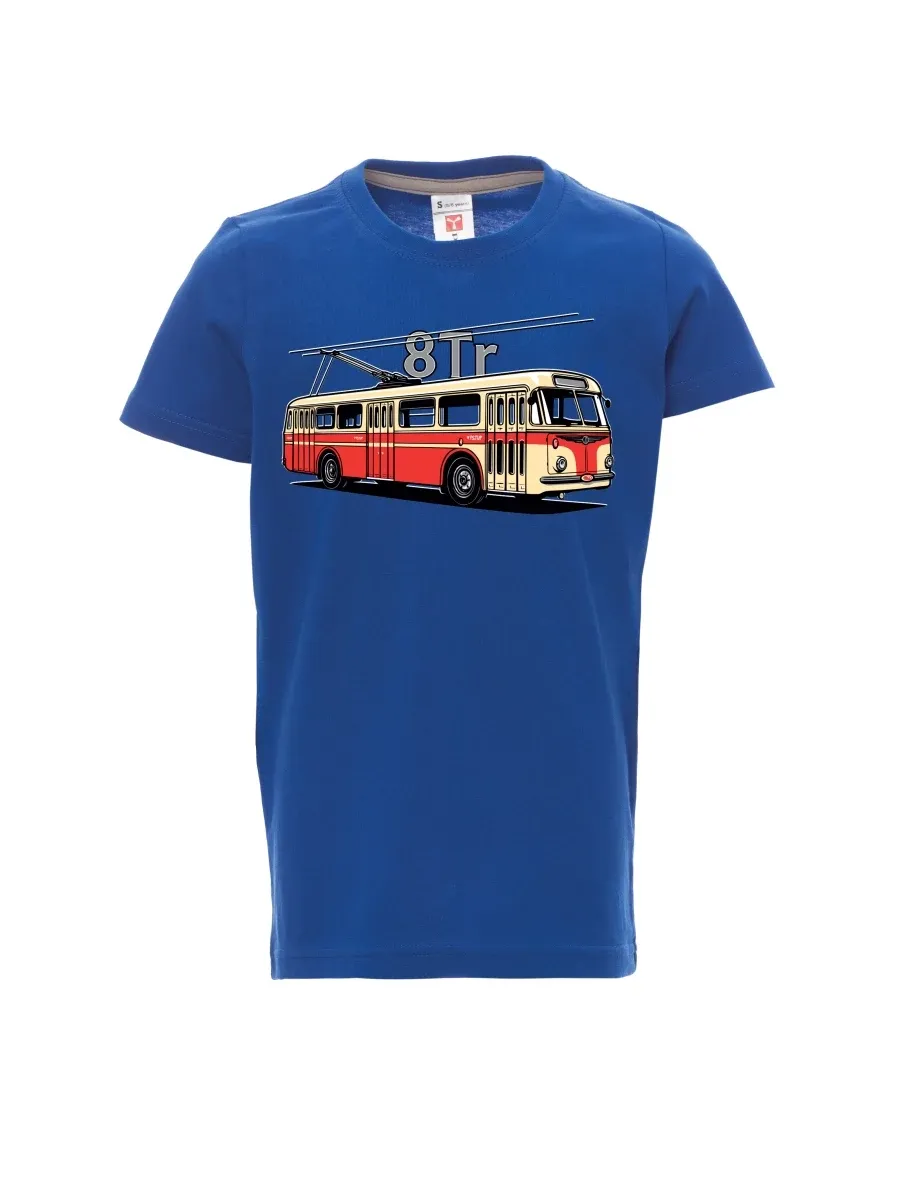 Blaues Kinder T-Shirt Oberleitungsbus 8Tr