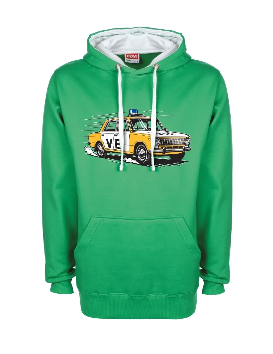 Weiß-grünes Sweatshirt Automobil VAZ 2101 VB