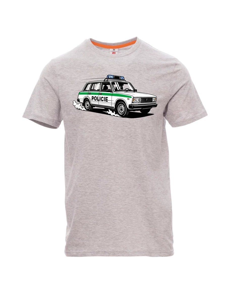 Grau melange T-Shirt für Männer Automobil VAZ 2104 POLIZEI