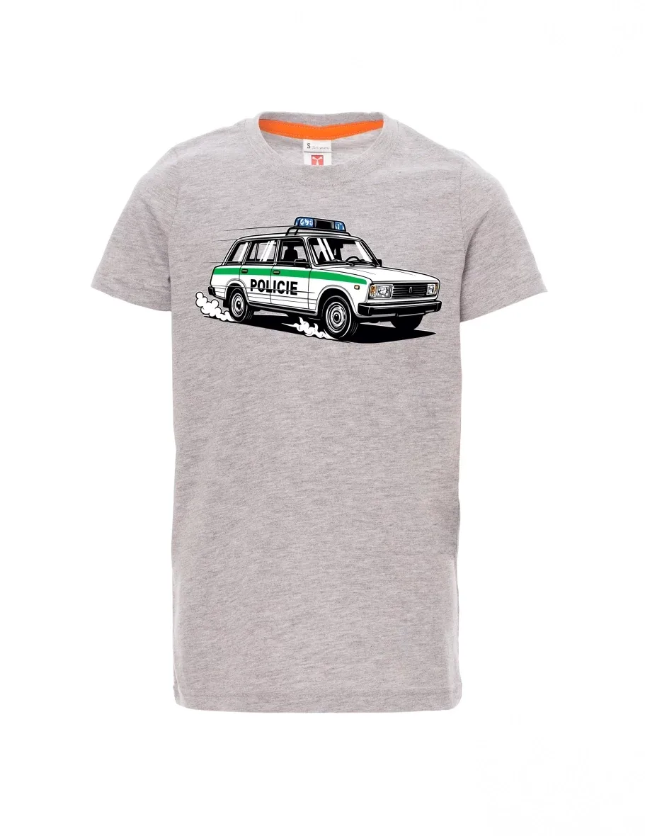Grau melange Kinder T-Shirt Automobil VAZ 2104 POLIZEI