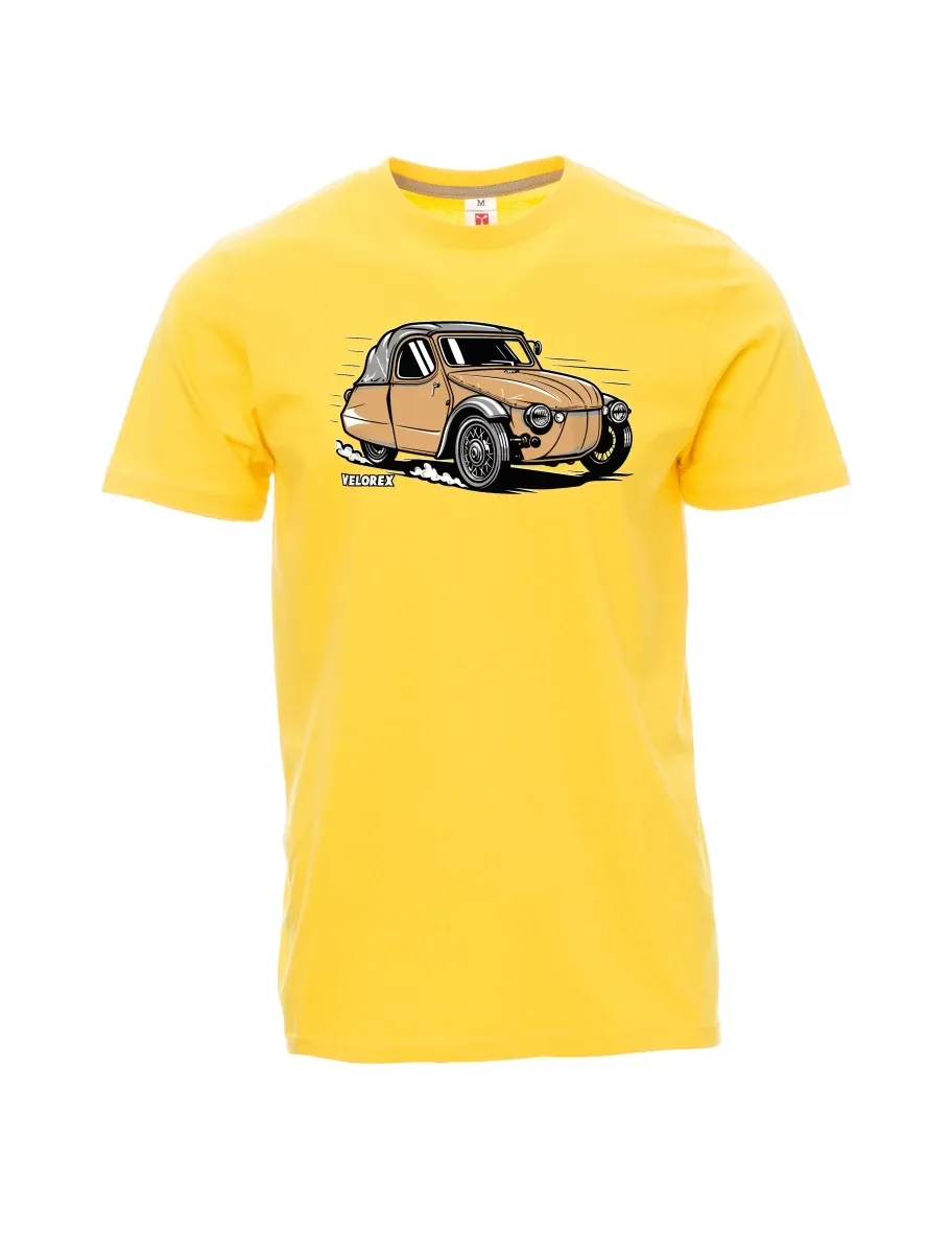 Gelbes T-Shirt für Männer Automobil Velorex