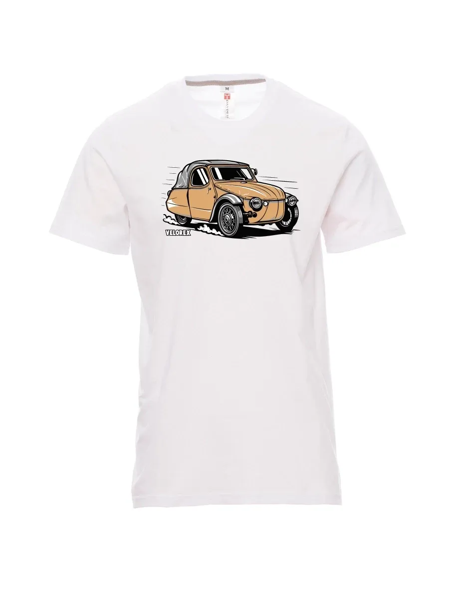 Weißes T-Shirt für Männer Automobil Velorex