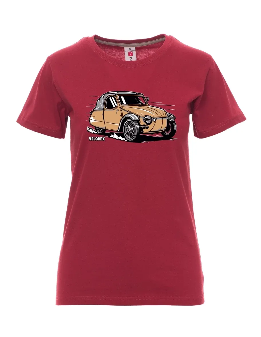 Bordeaux T-Shirt für Damen Automobil Velorex