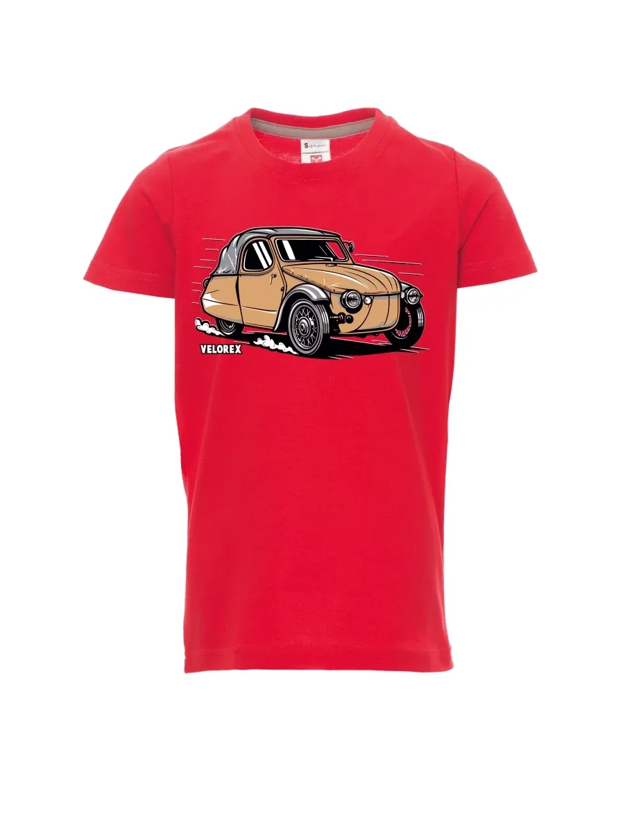 Rotes Kinder T-Shirt Automobil Velorex
