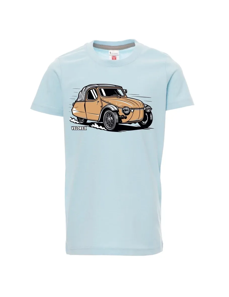 Blassblaues Kinder T-Shirt Automobil Velorex
