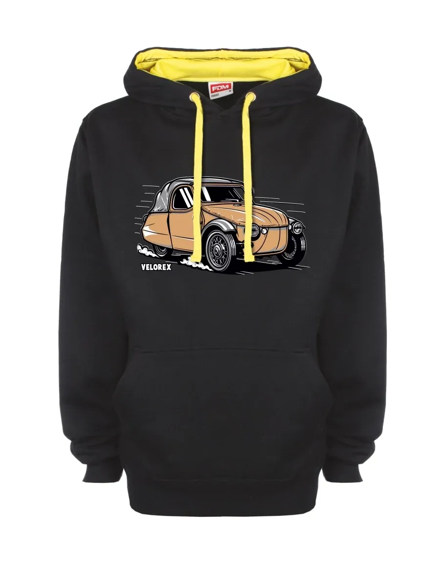 Gelb-schwarzes Sweatshirt mit Automobil Velorex