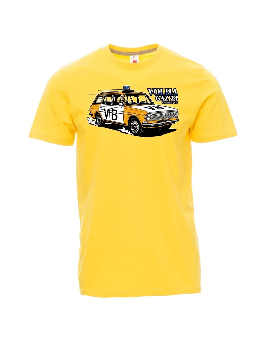 Gelbes T-Shirt für Männer Automobil Wolga GAZ 24 VB