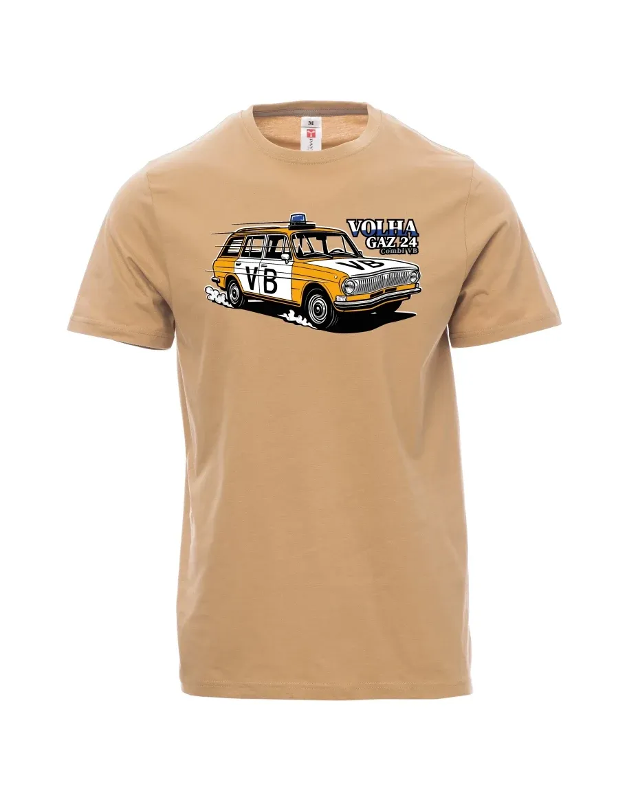 Braunes T-Shirt für Männer Automobil Wolga GAZ 24 VB