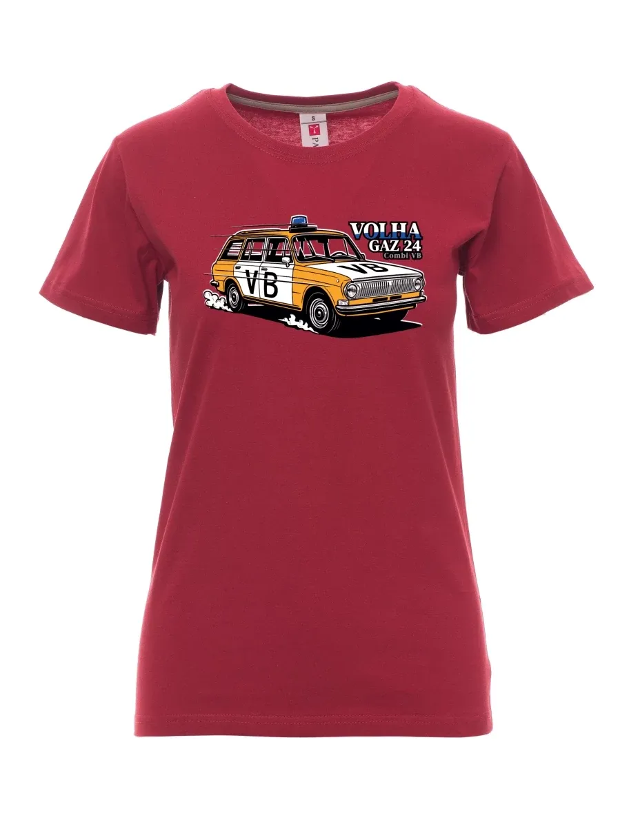 Bordeaux T-Shirt für Damen Automobil Wolga GAZ 24 VB