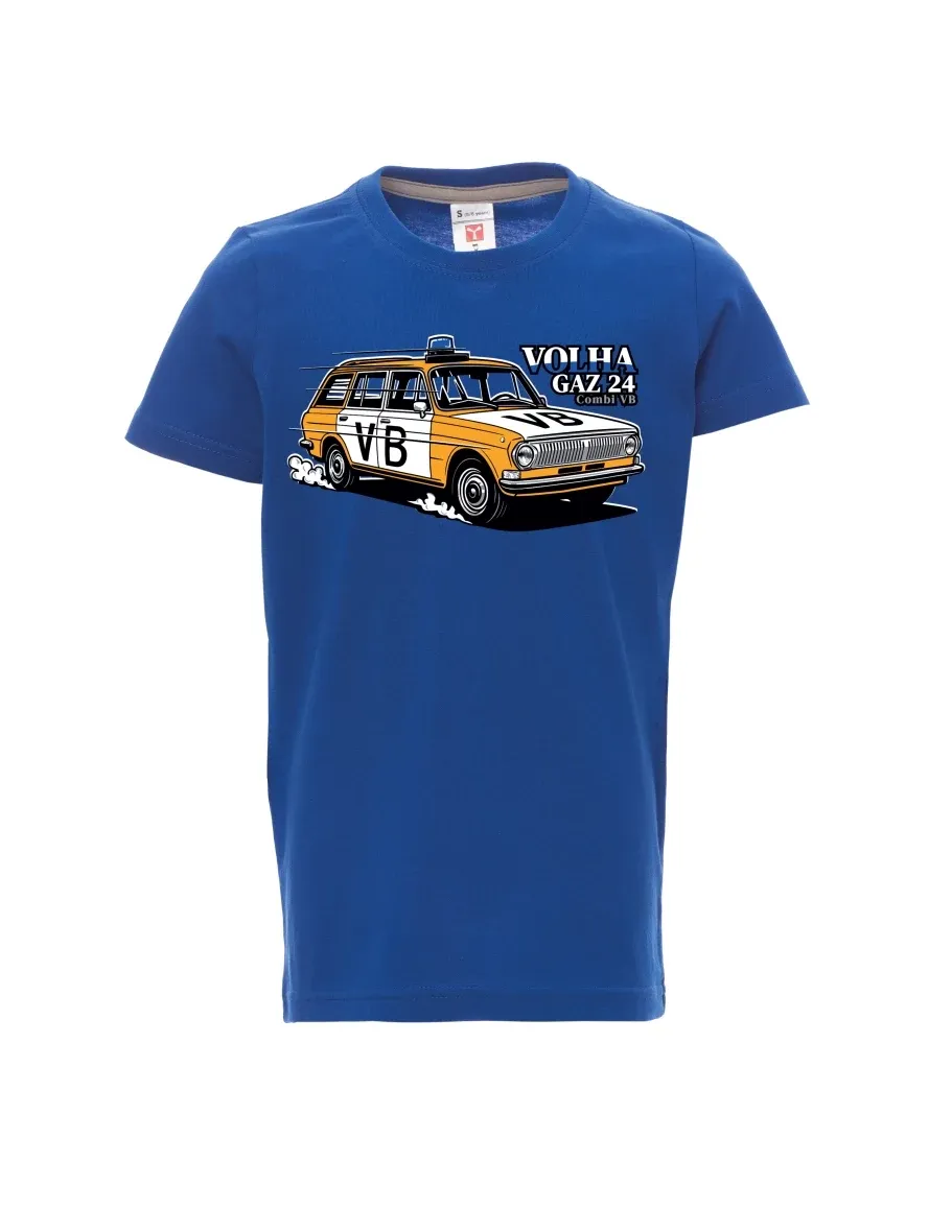 Blaues Kinder T-Shirt Automobil Wolga GAZ 24 VB