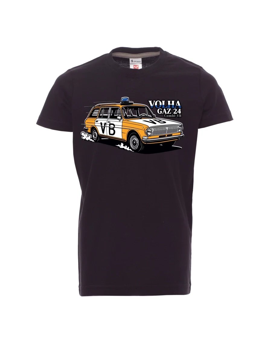 Schwarzes Kinder T-Shirt Automobil Wolga GAZ 24 VB