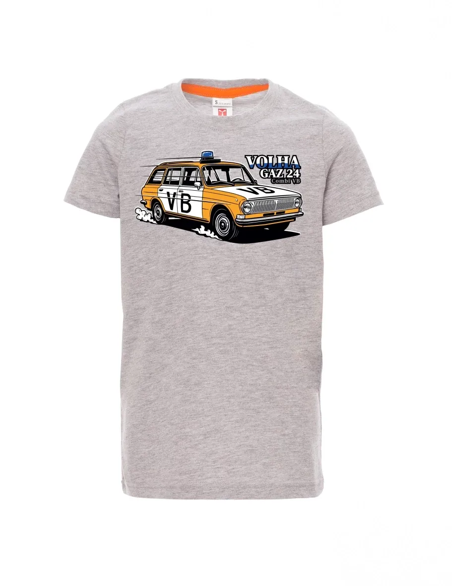 Grau melange Kinder T-Shirt Automobil Wolga GAZ 24 VB