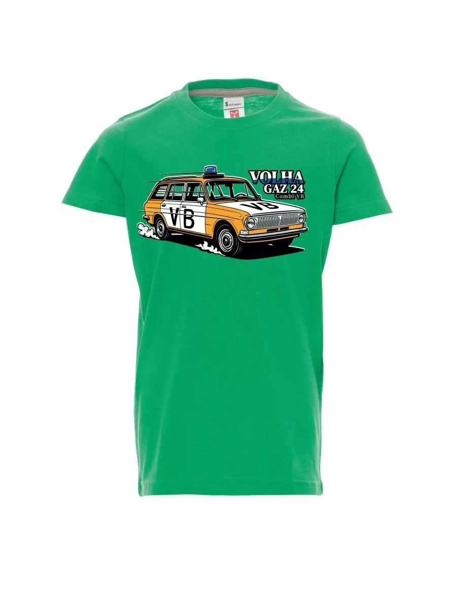 Grünes Kinder T-Shirt Automobil Wolga GAZ 24 VB