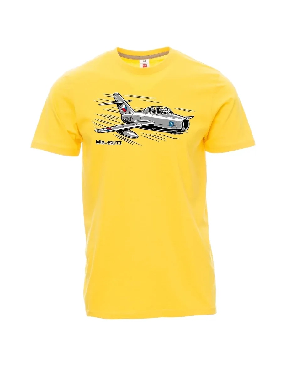 Gelbes T-Shirt für Männer Flugzeug MiG-15UTI