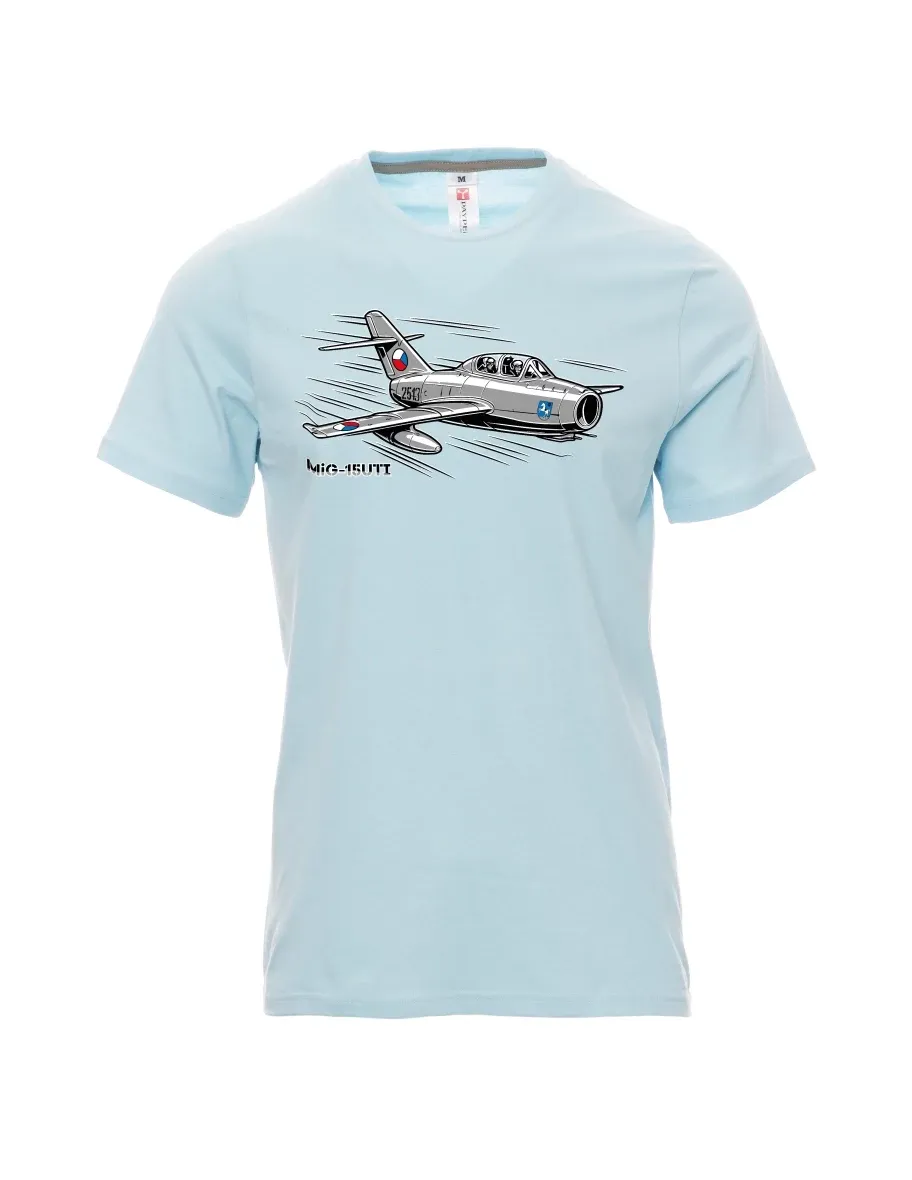 Blassblaues T-Shirt für Männer Flugzeug MiG-15UTI