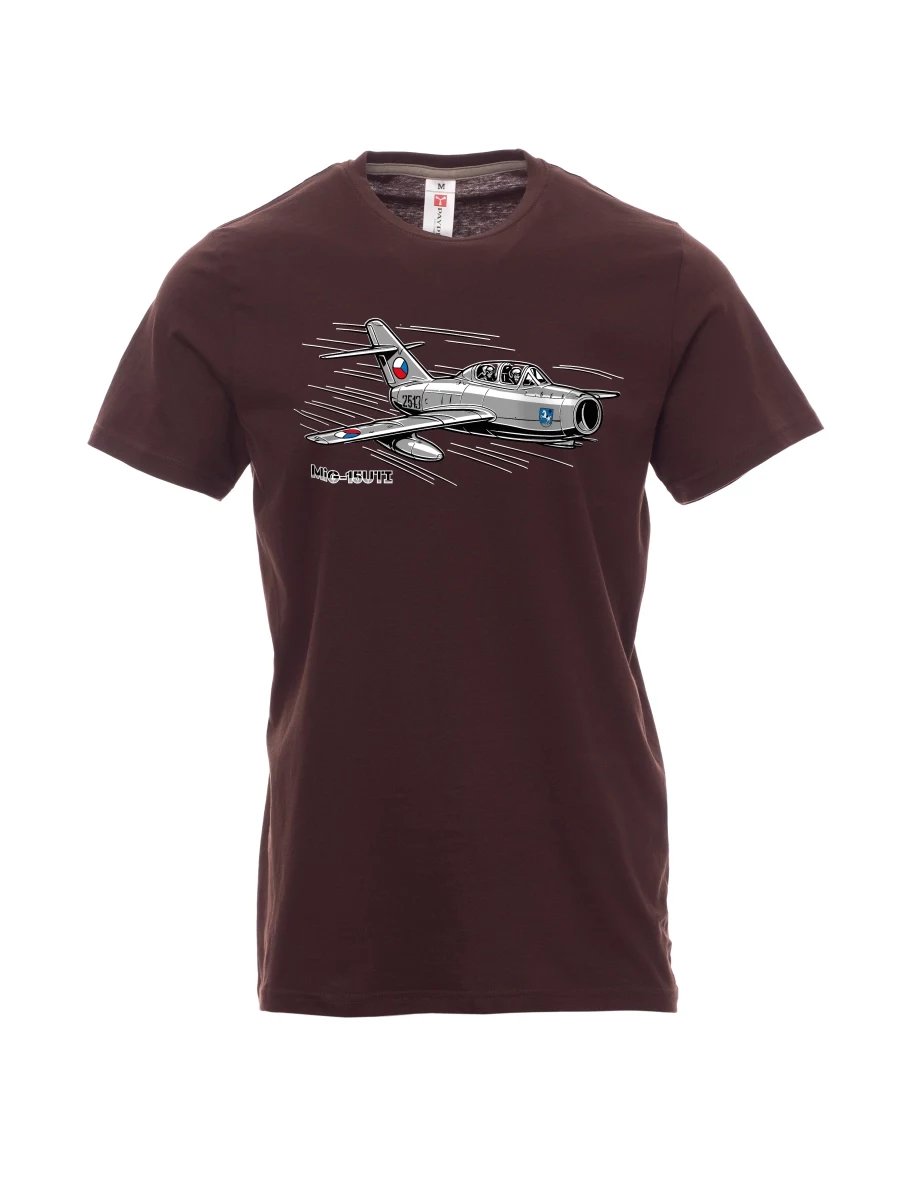 Dunkelbraun T-Shirt für Männer Flugzeug MiG-15UTI