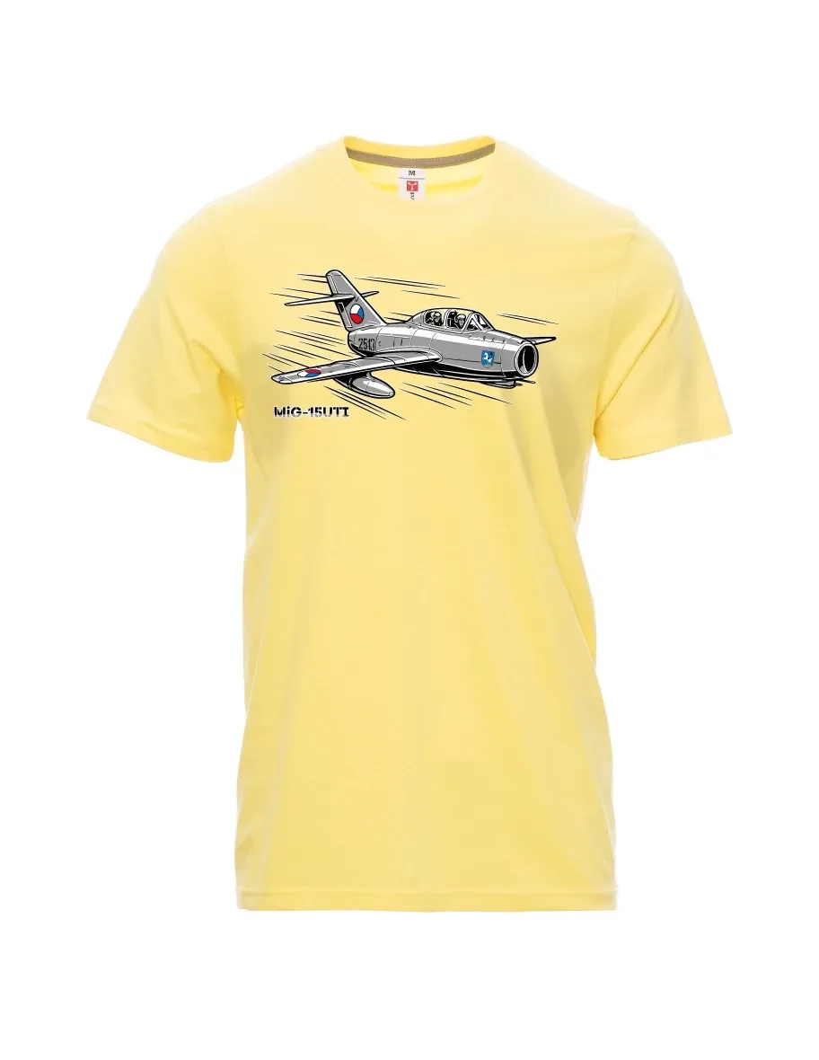 Hellgelb T-Shirt für Männer Flugzeug MiG-15UTI