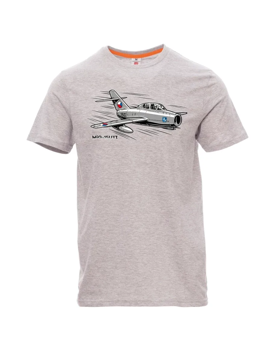 Grau melange T-Shirt für Männer Flugzeug MiG-15UTI