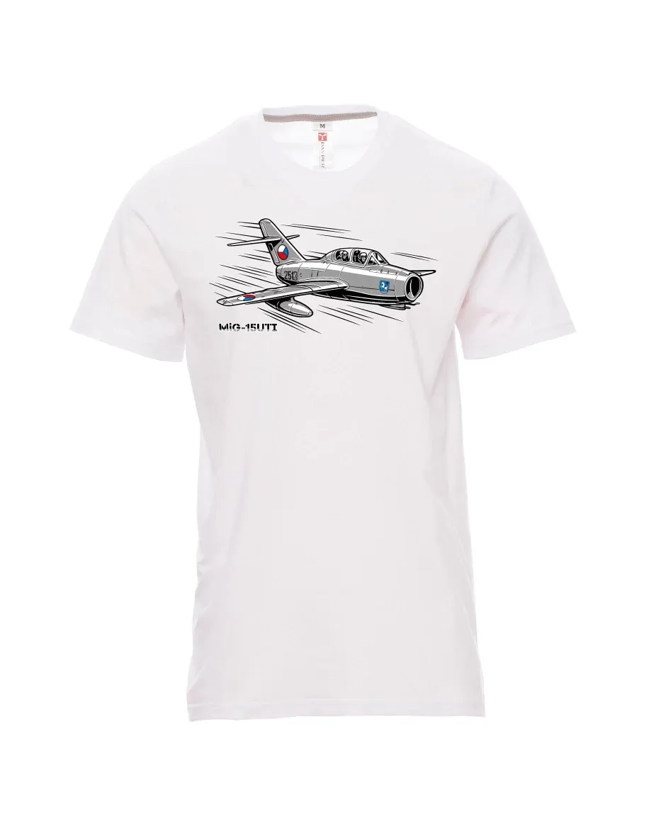 Weißes T-Shirt für Männer Flugzeug MiG-15UTI