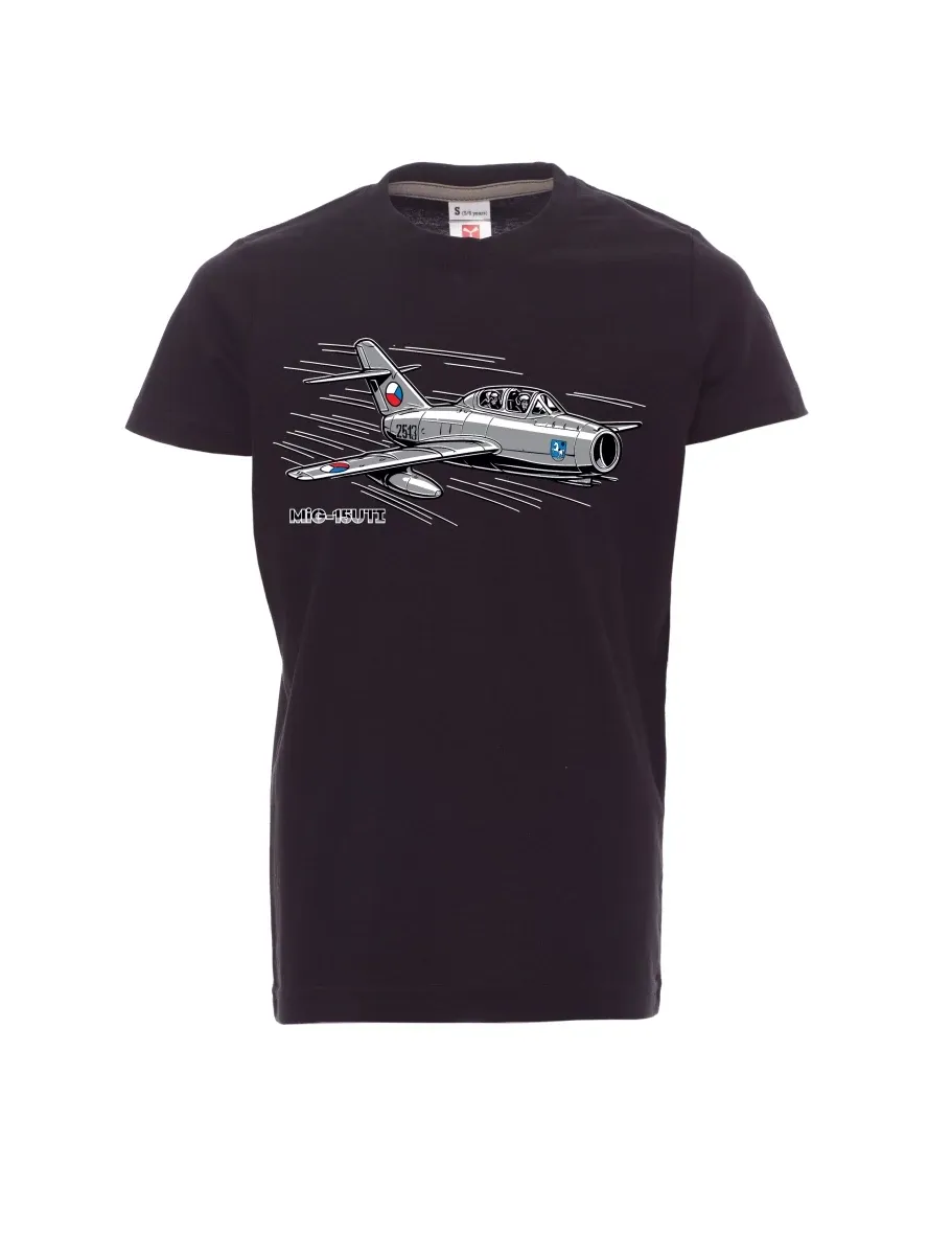 Schwarzes Kinder T-Shirt Flugzeug MiG-15UTI