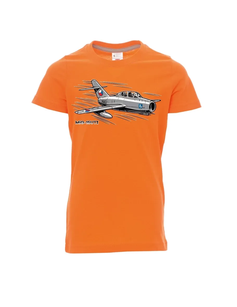 Orange Kinder T-Shirt Flugzeug MiG-15UTI