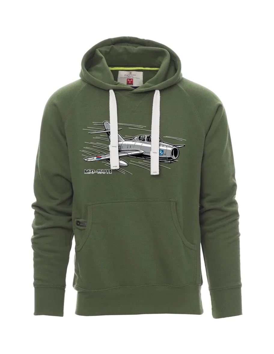 Dunkelgrünes Sweatshirt für Männer Flugzeug MiG-15UTI