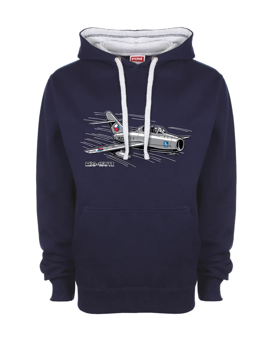 Grau-marines Sweatshirt Flugzeug MiG-15UTI