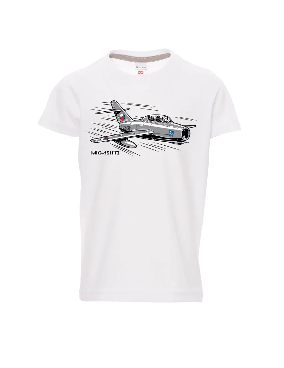 Weißes Kinder T-Shirt Flugzeug MiG-15UTI