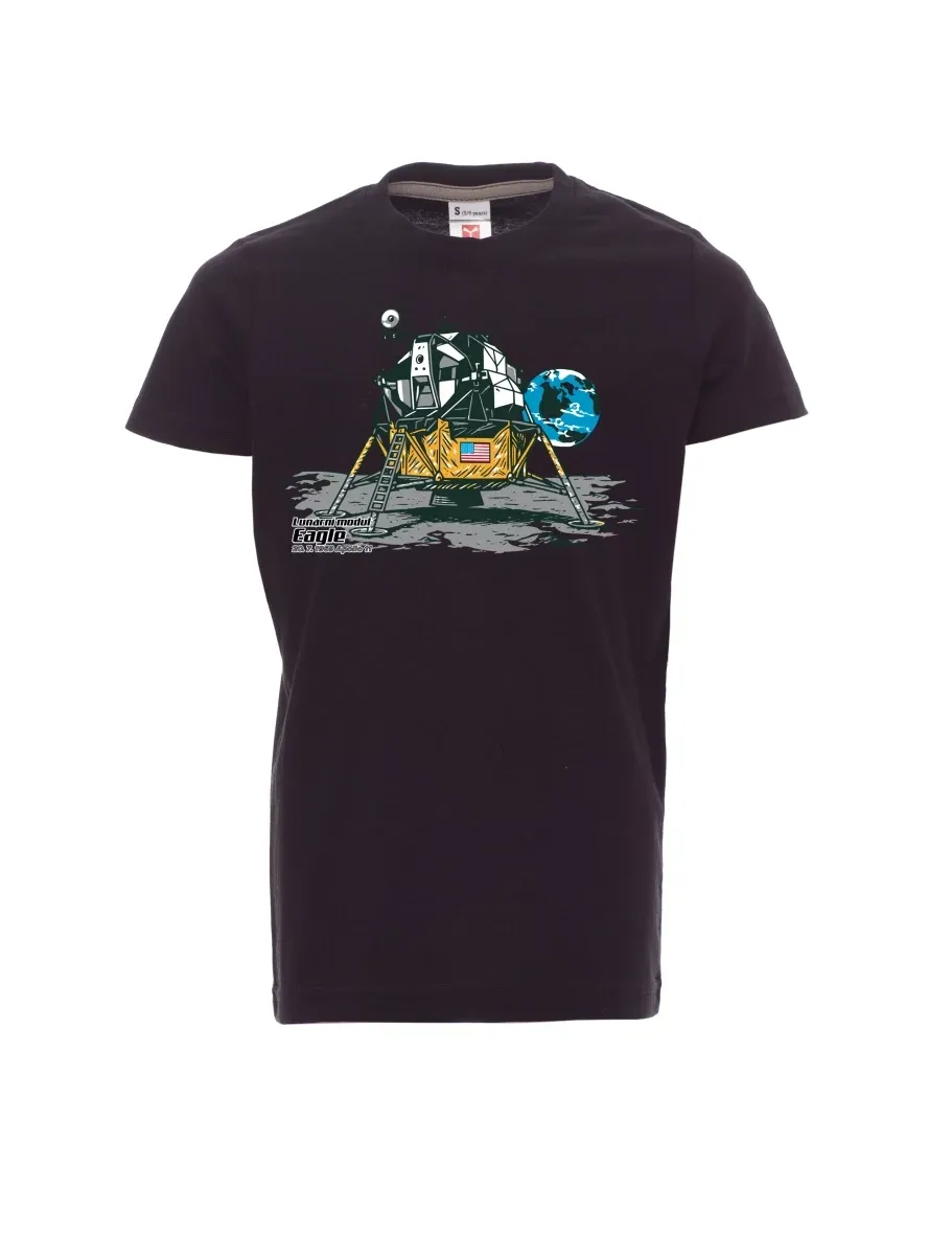 Schwarzes Kinder T-Shirt Mondmodul Eagle