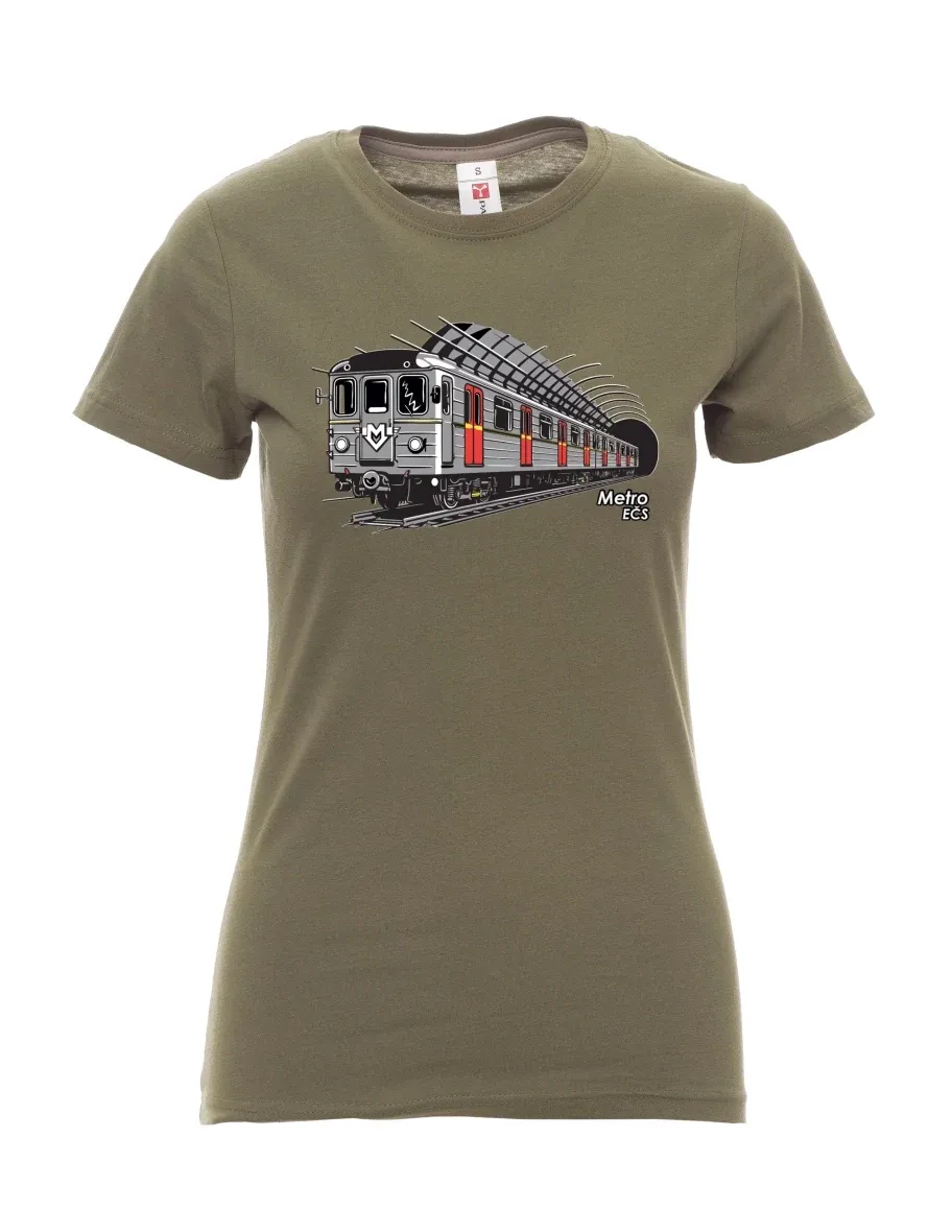 Khaki T-Shirt für Damen U-Bahn EČS